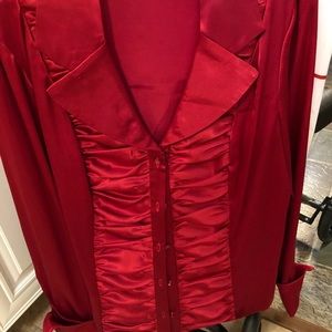 New Red Satin Blouse